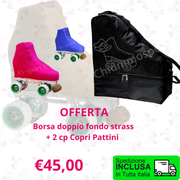 Offerta borsa doppio fondo + 2 copri pattini