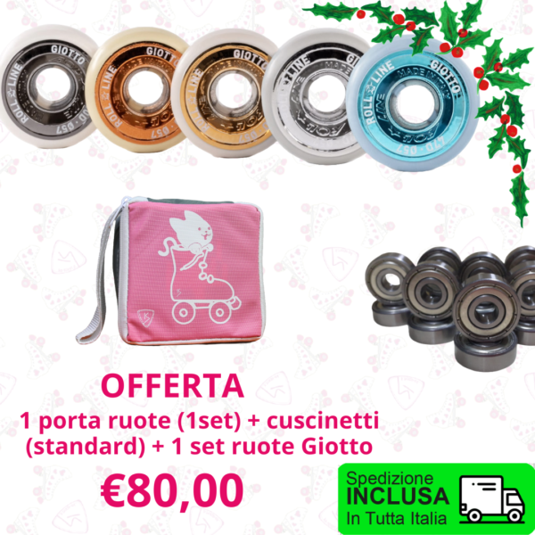 Offerta 1 porta ruote (1set) + cuscinetti (standard) + 1 set ruote Giotto